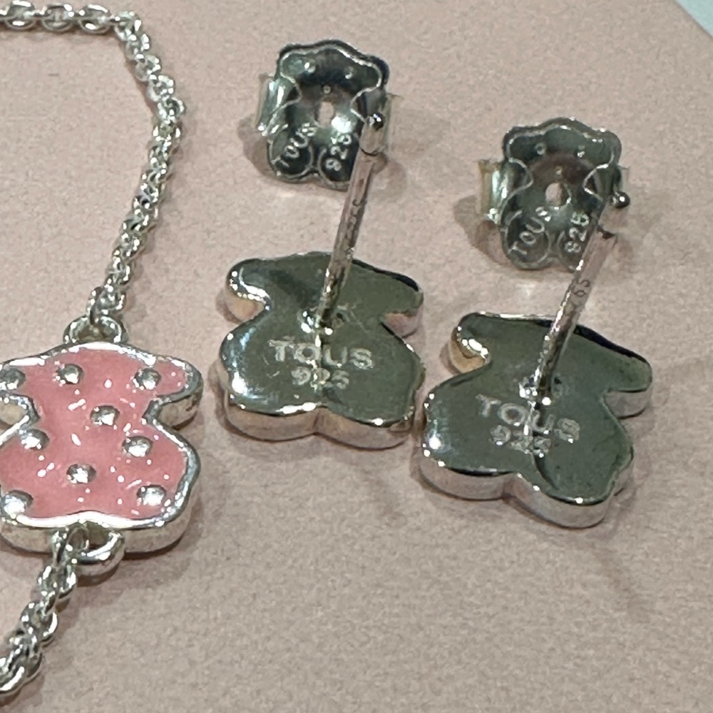 NWOT Tous Pink Polka Dot Bracelet and Earrings - Picture 10 of 11